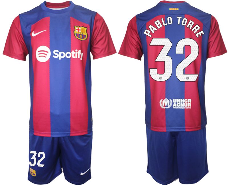 Men 2023-2024 Club Barcelona home red 32 Soccer Jersey